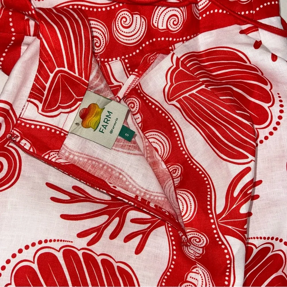 Farm Rio White Ainika Shell Euroflax™ Premium Linen Mini Dress - Picture 11 of 11